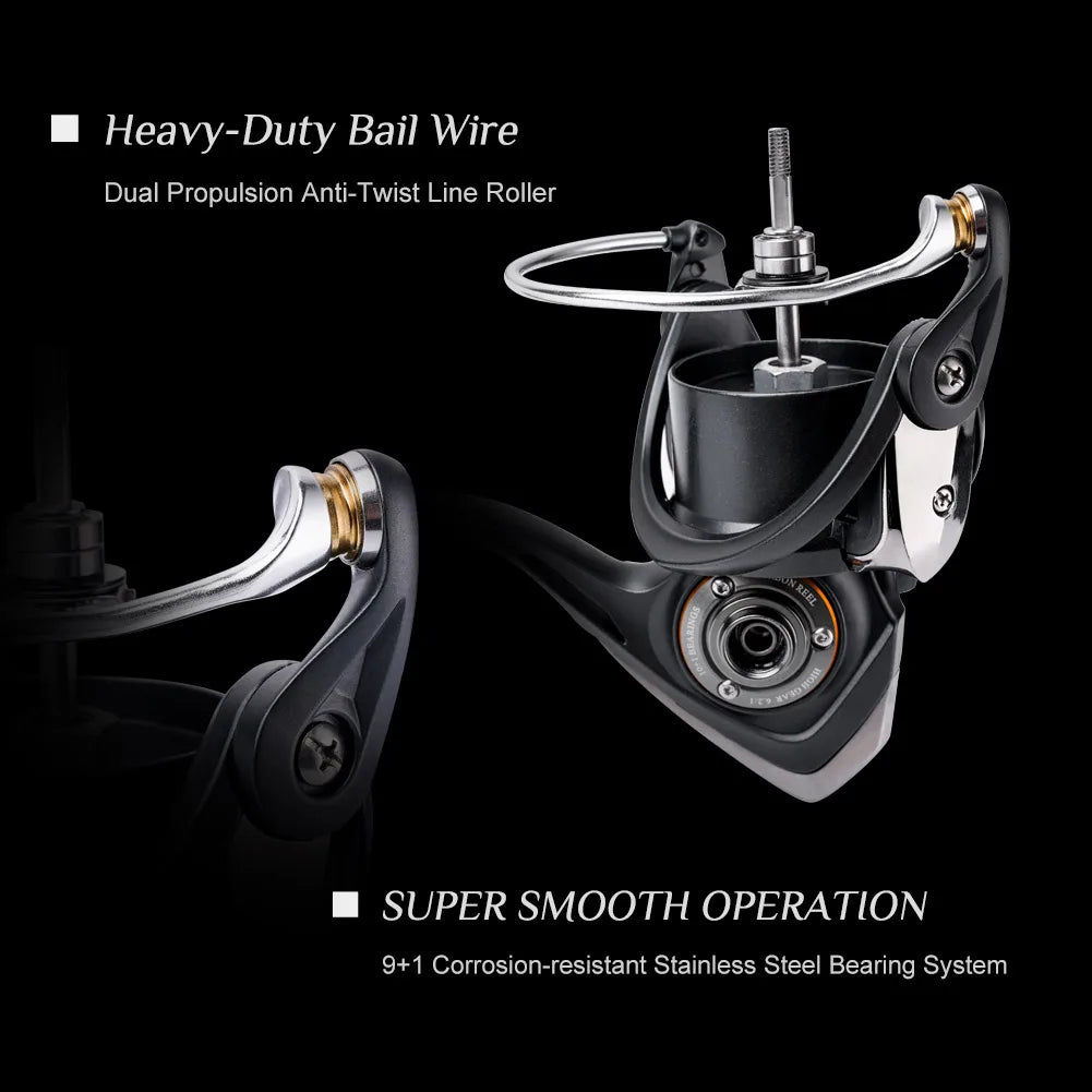 Noeby Infinite Spinning Fishing Reel 2500H 3000H 4000H Series Max Drag 10kg Light Weight Aluminum Screw Inshore Fishing Reels