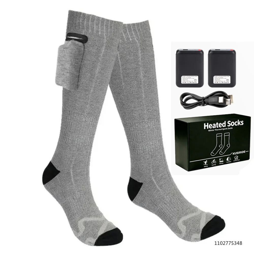 Rechargeable Heated Socks for Men Women 6000mAh Electric Heated Skiing Socks Winter Outdoor Hiking Skating Camping Hunting