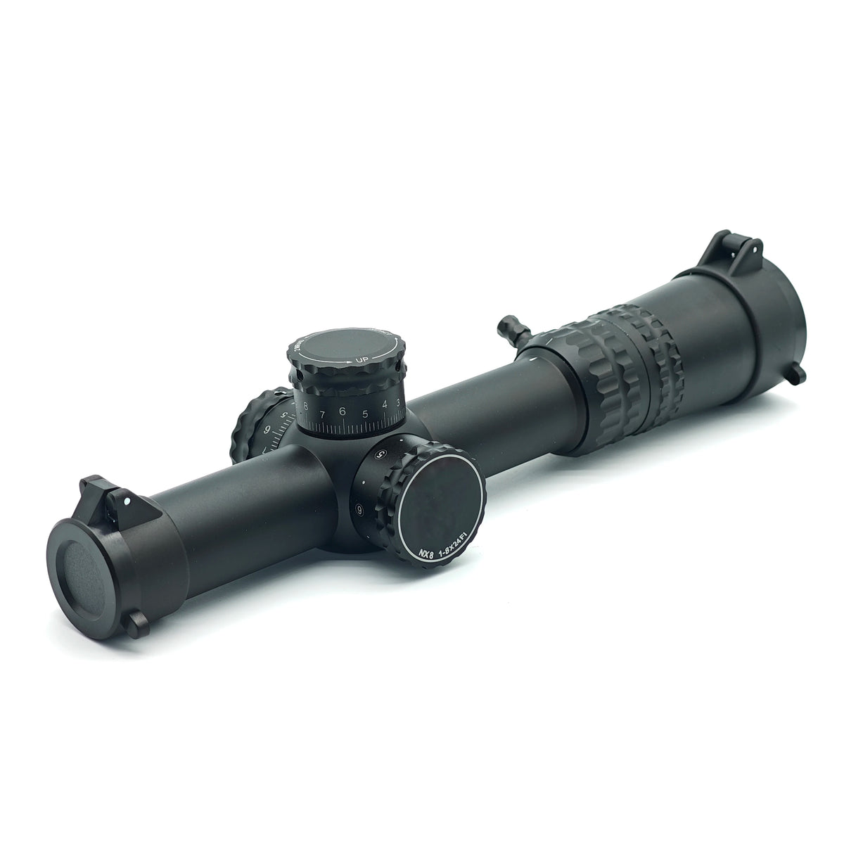 Tactical NX8 1-8x24mm (F1/FFP) 30mm Tube LPVO Riflescope Capped W/E Waterproof Fogproof Hunting Scope w/Zerostop, FC-Mil Reticle