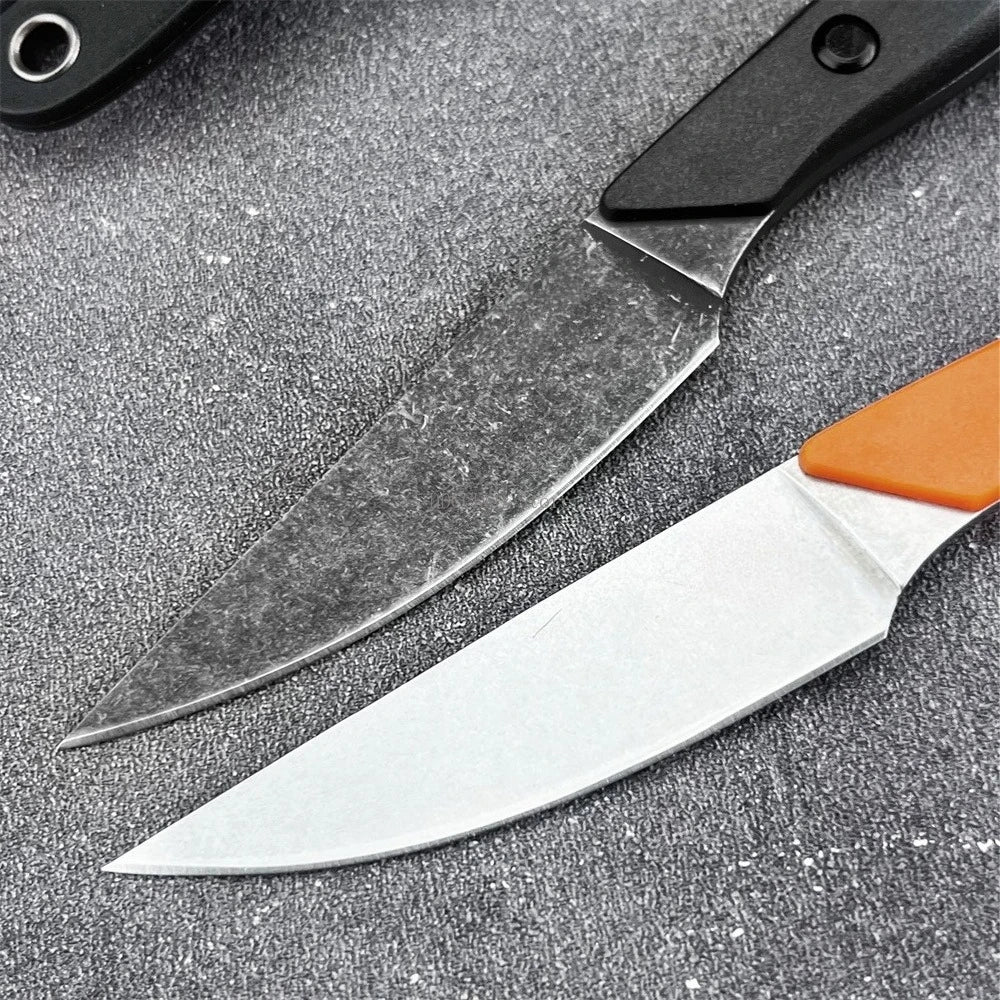 15700 Fixed Blade Hunting Knife Stonewashed Blade, Straight Knife Nylon Fiber Handle, with Sheath Outdoor Tactical Survival Tool