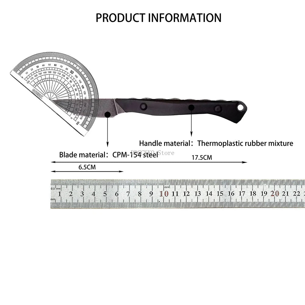 15700 Fixed Blade Hunting Knife Stonewashed Blade, Straight Knife Nylon Fiber Handle, with Sheath Outdoor Tactical Survival Tool
