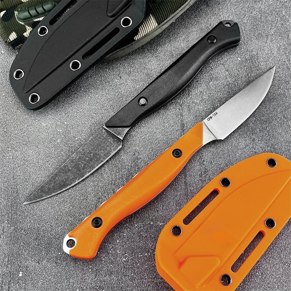 15700 Fixed Blade Hunting Knife Stonewashed Blade, Straight Knife Nylon Fiber Handle, with Sheath Outdoor Tactical Survival Tool