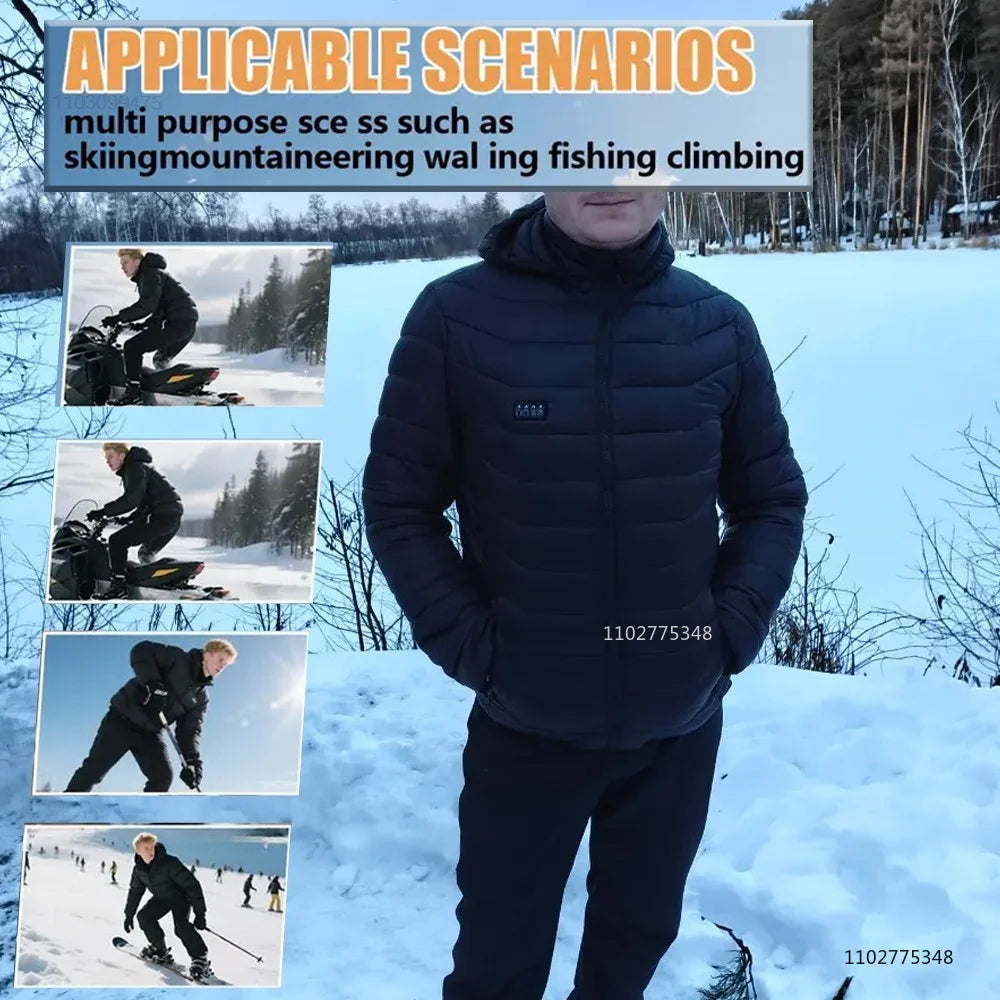Heated Jacket Men Women Winter Heated Coats Self Heated Down Jacket for Hunting Hiking Camping Ski Thermal Clothing 2-25 Areas