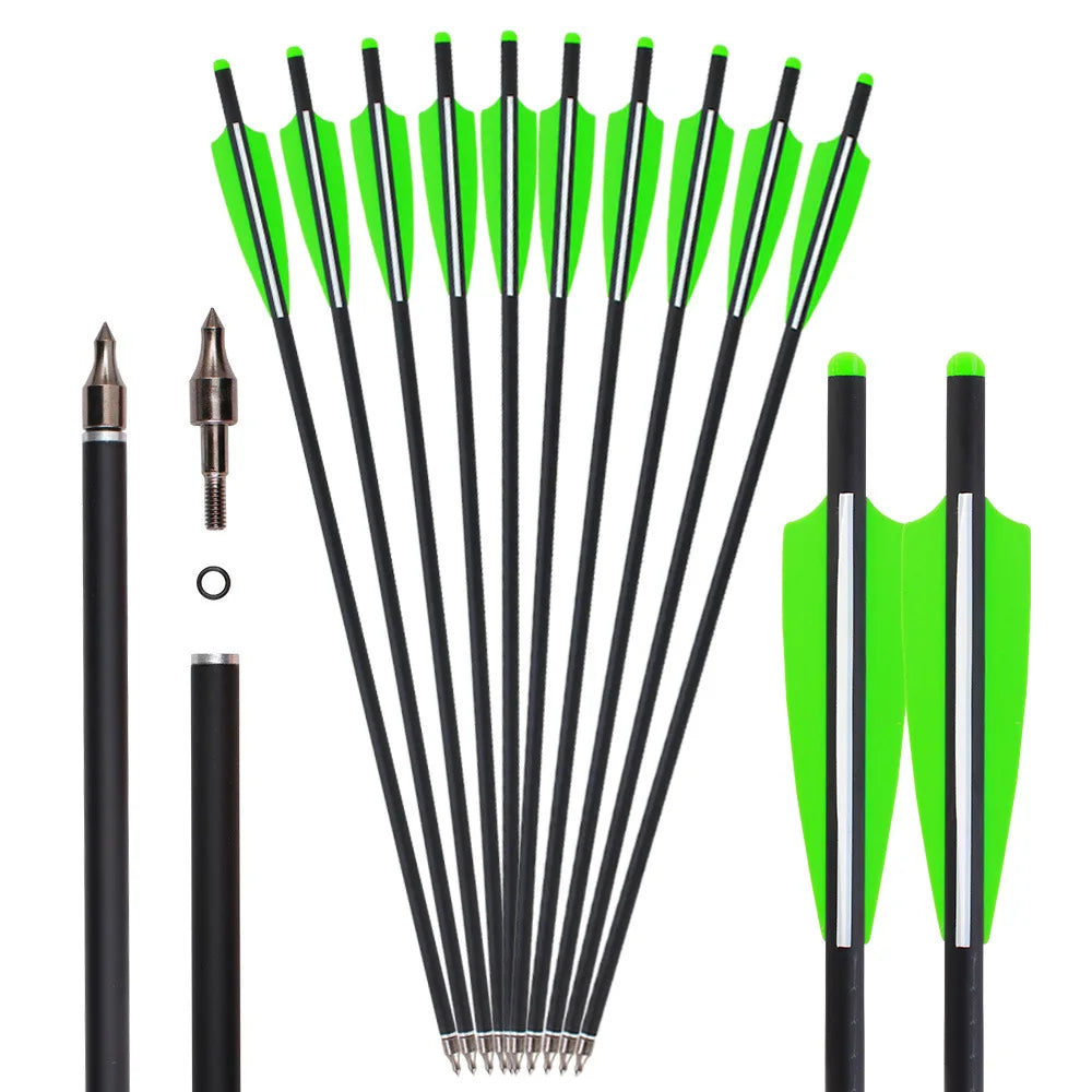 20/22 Inch Mixed Carbon Crossbow Arrows Diameter 8.8 mm Tip Archery Hunting Shooting Removable Arrowhead