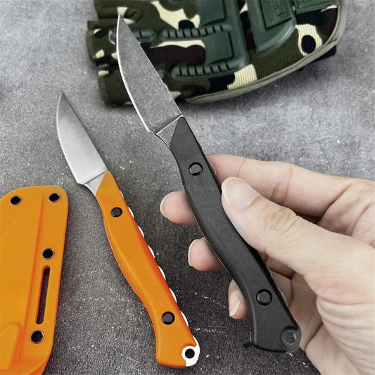 15700 Fixed Blade Hunting Knife Stonewashed Blade, Straight Knife Nylon Fiber Handle, with Sheath Outdoor Tactical Survival Tool