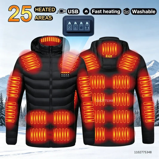 Heated Jacket Men Women Winter Heated Coats Self Heated Down Jacket for Hunting Hiking Camping Ski Thermal Clothing 2-25 Areas