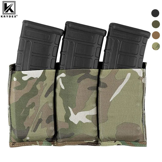 KRYDEX Fast Draw Tactical Molle Elastic Triple 5.56 .223 M4 M16 AR Magazine Pouch Mag Carrier Holster Hunting Vest Accessories