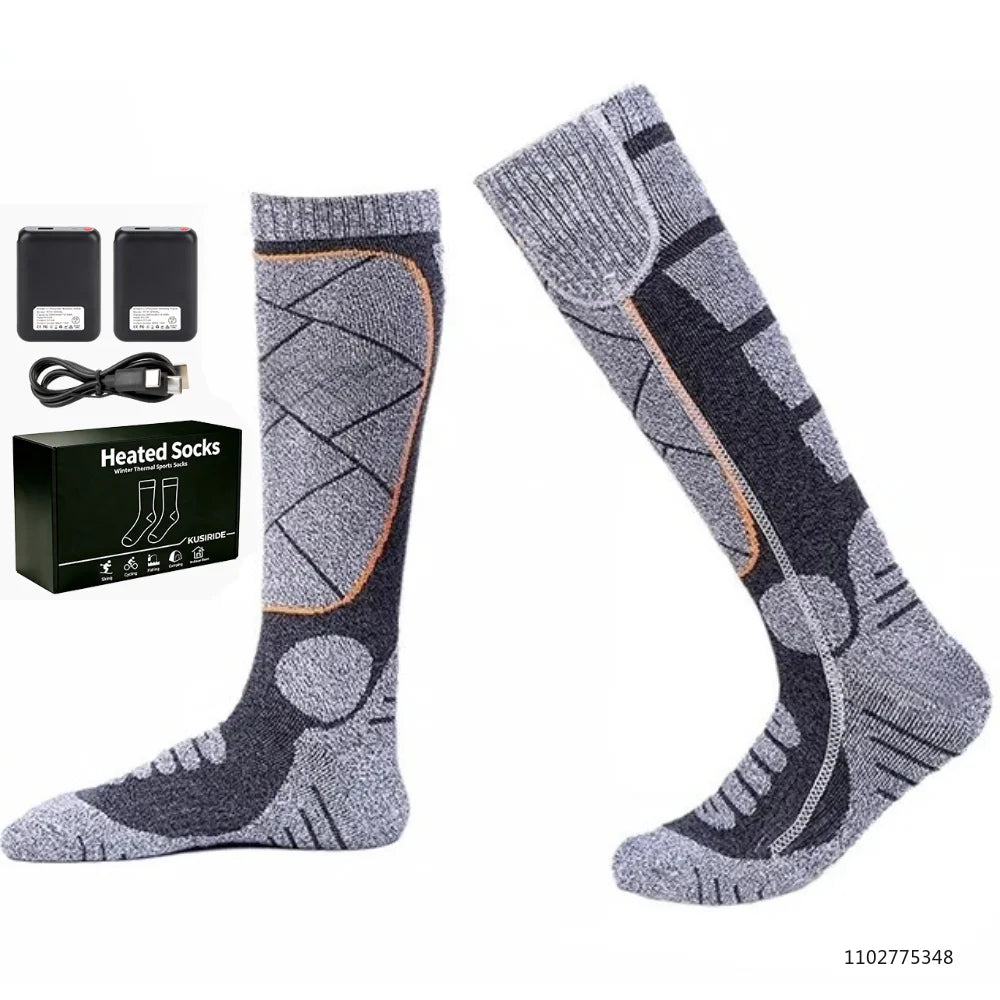 Rechargeable Heated Socks for Men Women 6000mAh Electric Heated Skiing Socks Winter Outdoor Hiking Skating Camping Hunting