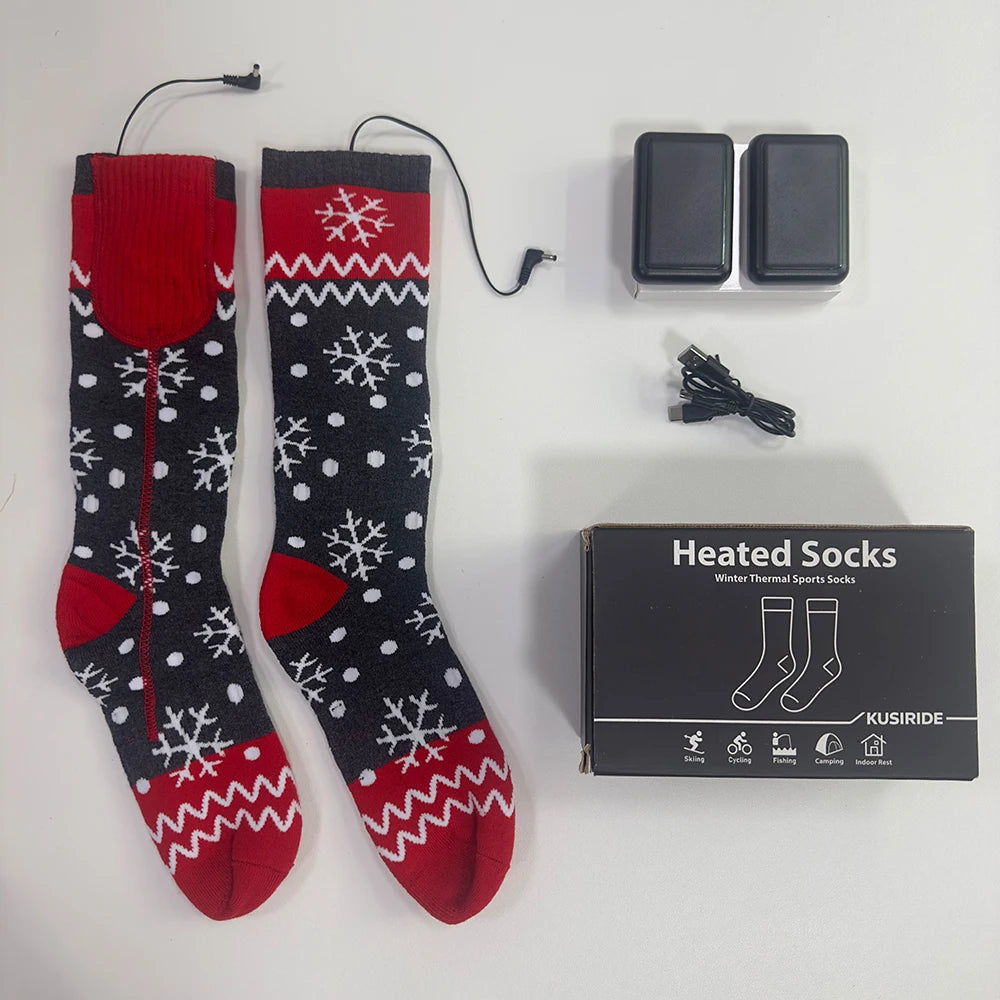 Rechargeable Heated Socks for Men Women 6000mAh Electric Heated Skiing Socks Winter Outdoor Hiking Skating Camping Hunting