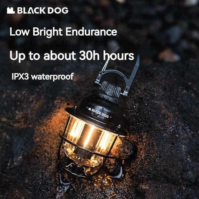 Naturehike BLACKDOG Retro Camping Lamp Rechargeable Outdoor Ultralight Picnic Atmosphere Light Tent Lantern Hanging Portable