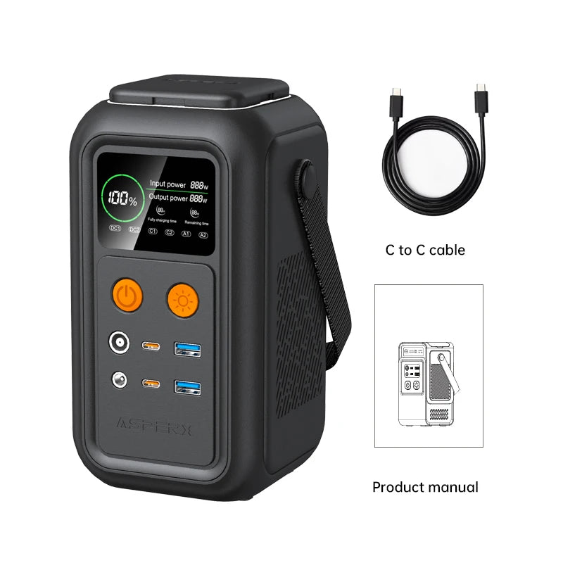 CTOLITY AXP200 AP400 Power Station 192Wh 345Wh Lifepo4 Battery for Camping Power Bank UPS Battery Backup USB TYPE-C LED Light