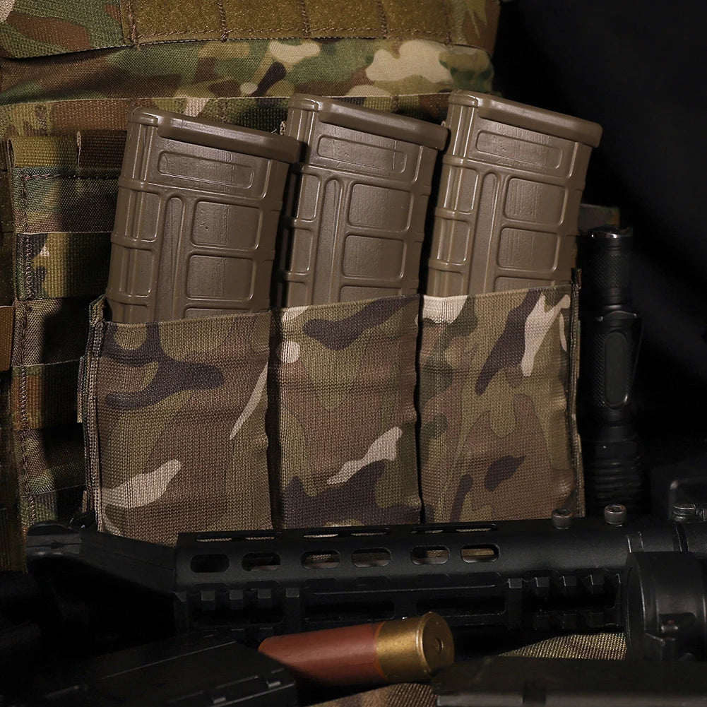 KRYDEX Fast Draw Tactical Molle Elastic Triple 5.56 .223 M4 M16 AR Magazine Pouch Mag Carrier Holster Hunting Vest Accessories