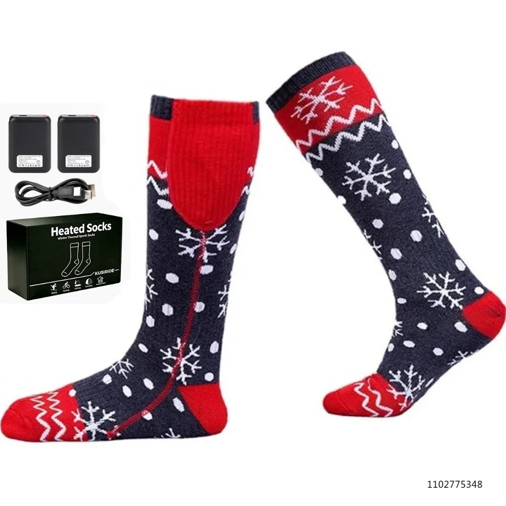 Rechargeable Heated Socks for Men Women 6000mAh Electric Heated Skiing Socks Winter Outdoor Hiking Skating Camping Hunting
