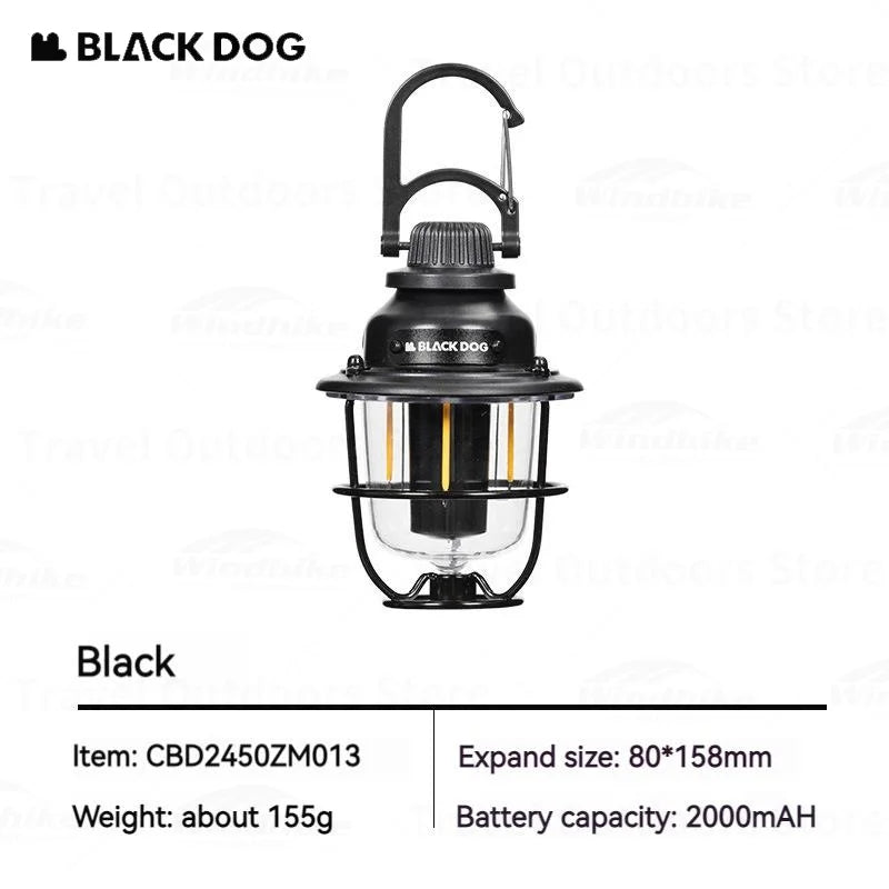 Naturehike BLACKDOG Retro Camping Lamp Rechargeable Outdoor Ultralight Picnic Atmosphere Light Tent Lantern Hanging Portable