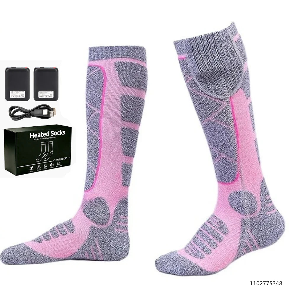 Rechargeable Heated Socks for Men Women 6000mAh Electric Heated Skiing Socks Winter Outdoor Hiking Skating Camping Hunting