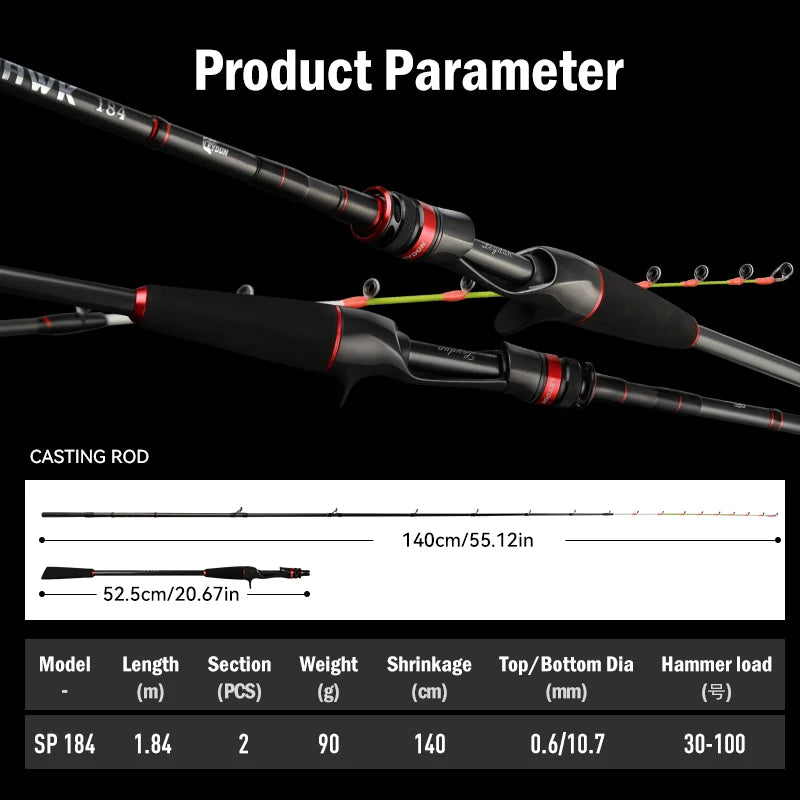 LEYDUN MIHAWK 184 Fishing Rods Super Light Tachiuo Tenya Boat Fishing Titanium Tip 8:2 Action 텐야 Casting Rod Fishing Tackle Rod