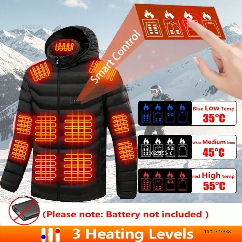 Heated Jacket Men Women Winter Heated Coats Self Heated Down Jacket for Hunting Hiking Camping Ski Thermal Clothing 2-25 Areas