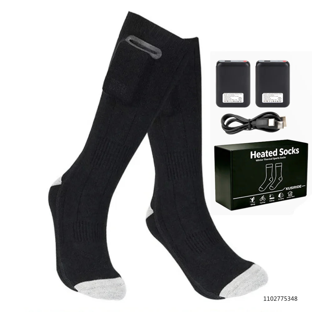 Rechargeable Heated Socks for Men Women 6000mAh Electric Heated Skiing Socks Winter Outdoor Hiking Skating Camping Hunting