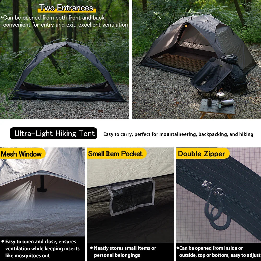 Soomloom 2 Person Outdoor Trekking Tent - Renatta Ultralight Portable Hiking Tent, Backpacking Tents for Camping Mountaineering Hiking, 20D Nylon Easy Setup Camp Shelter